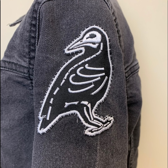 Old Navy Black Denim Patched Jacket Size S - Picture 11 of 15